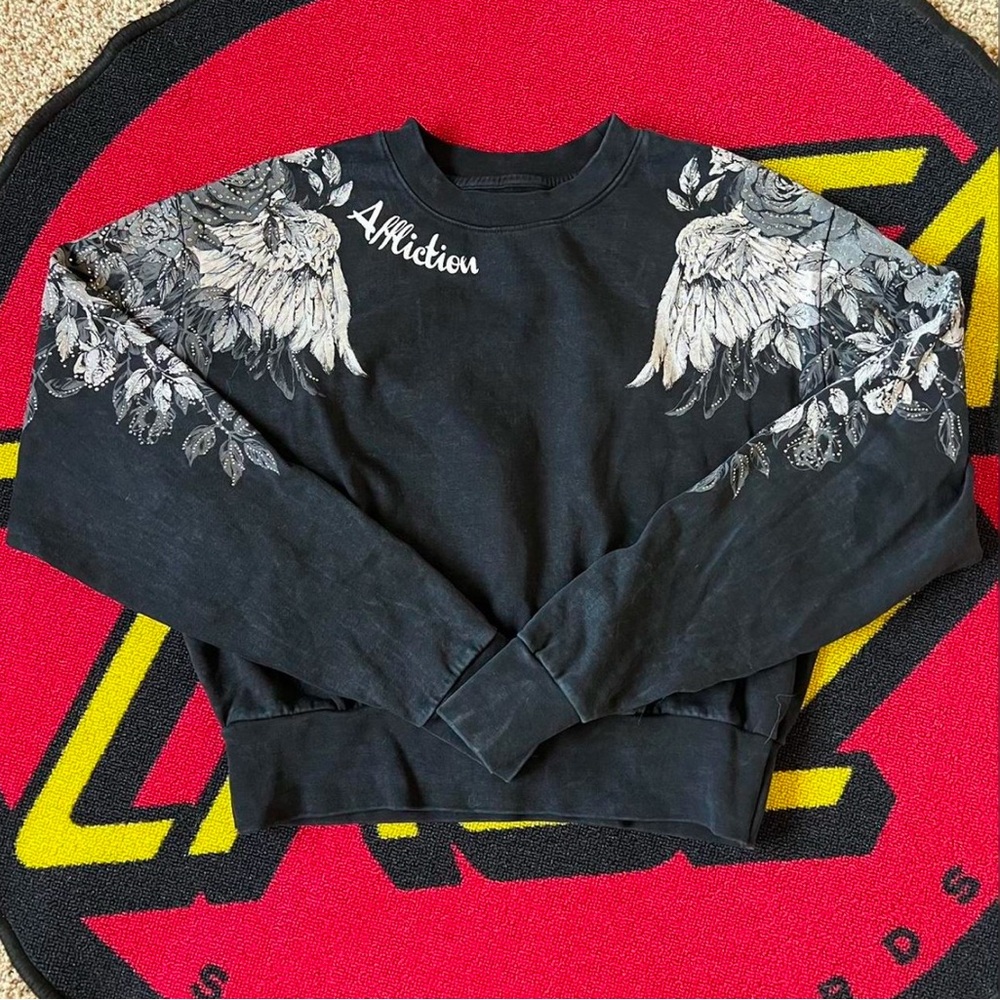 DOPE Affliction Rhinestone Wing Crewneck
